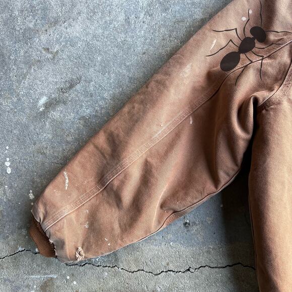 Y2K painted brown carhartt hooded work wear jacket - Picture 12 of 13